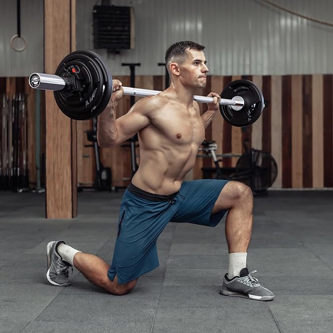 RitFit Barbell Weight Set - 4/6FT Olympic Barbell with Weight Plates (55-275LB Total) - Weightlifting Equipment for Squats, Curls, Deadlifts, Presses, Hip Thrusts