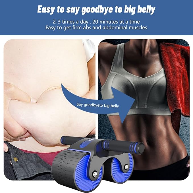 Ab Roller Wheel, Double Automatic Rebound Abdominal Wheel, Ab Roller Wheel Domestic Abdominal Exerciser for Beginners Core Workouts, AB Core Workout Equipment with Knee Mat for Home Gyms