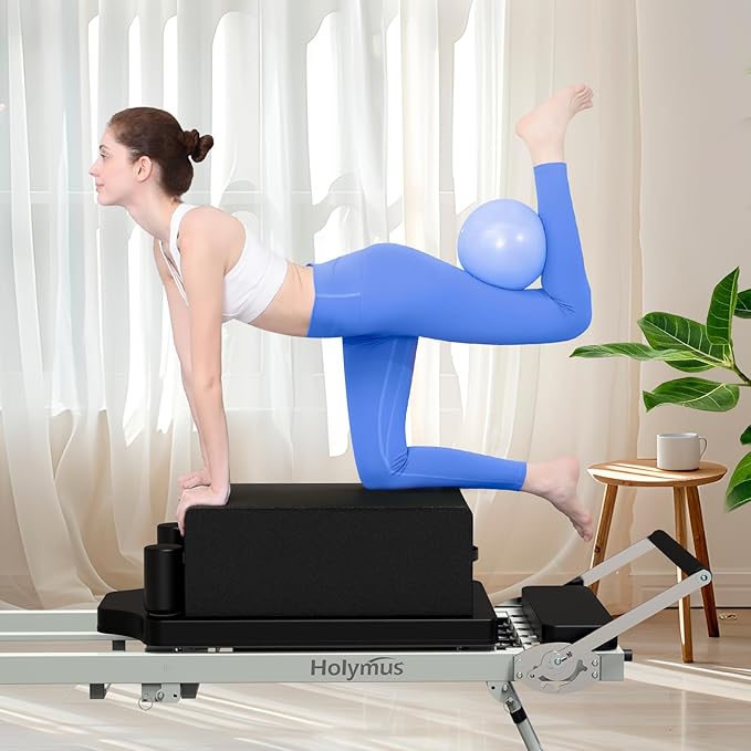 Pilates Box for Reformer 26 x 15 x 9.5 Inch Pilates Reformer Box, Premium PU and Wood Pilates Sitting Box, Home Use Pilates Bed/Pliates Reformer Machine Accessories, Black