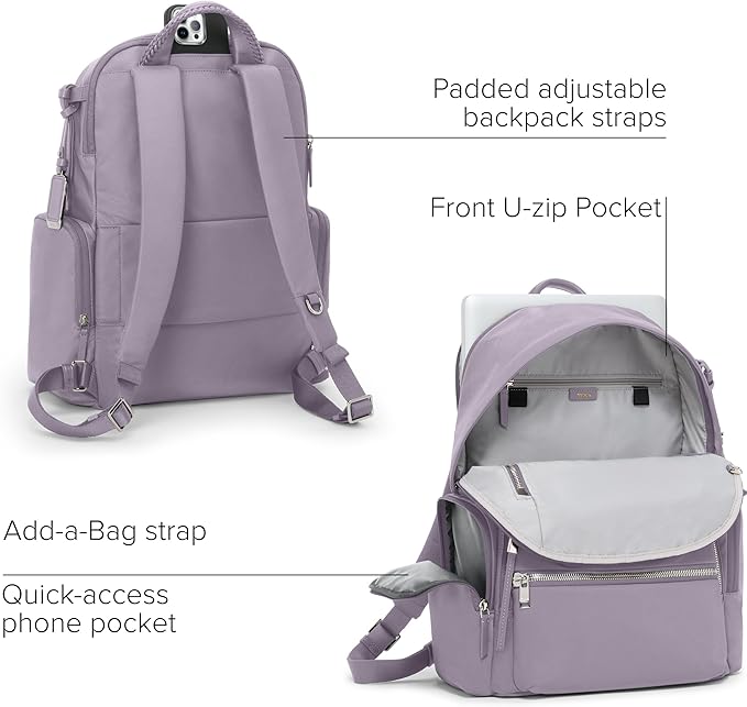 TUMI - Voyageur Celina Backpack - Women's Work and Travel Bag - 16.0" X 10.6" X 6.5" - Holds Up to 16" Laptop - Lavender