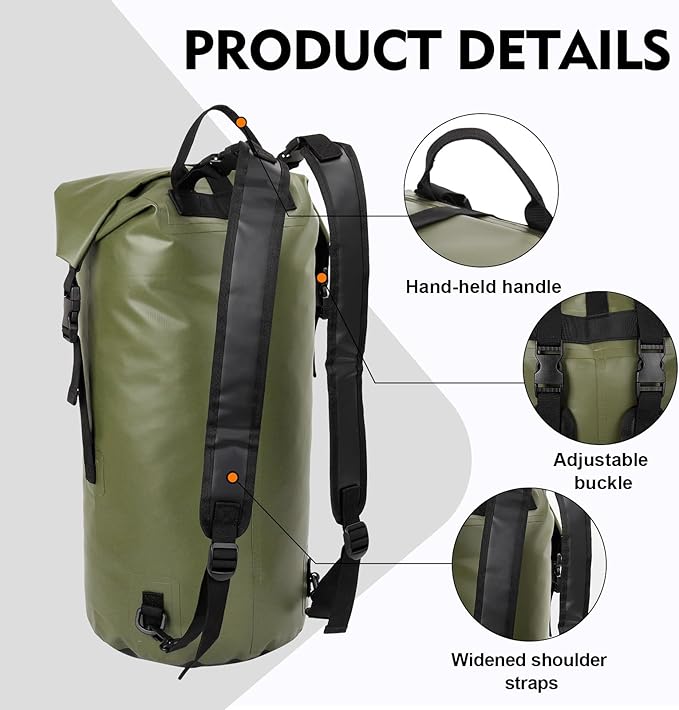 Waterproof Dry Bag Backpack - 25L/35L Lightweight Hiking Pack with Zippered Pocket for Camping, Kayaking, Travel, Hiking, Fishing, Outdoor Enthusiasts（25L）
