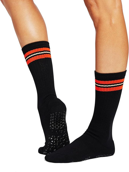 TAVI Kai Fashion Crew Grip Socks - For Slipper Barre, Pilates, and Yoga - with Grips for Women and Men