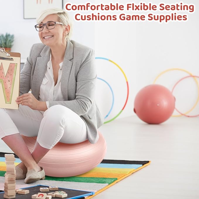 Lewtemi Flexible Seating for Classroom 20 Inch Inflatable Yoga Ball Chair Large Donut Exercise Ball Chair Cushion Seat with Inflator for Kid Student Sensory Balance Home Office