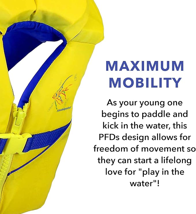 Stohlquist Infant Life Jacket, US Coast Guard Approved, Type II Life Vest (20-30 lbs) for Babies and Toddlers, Support Collar with Grab Handle, PFD for Pools, Lakes and Boating