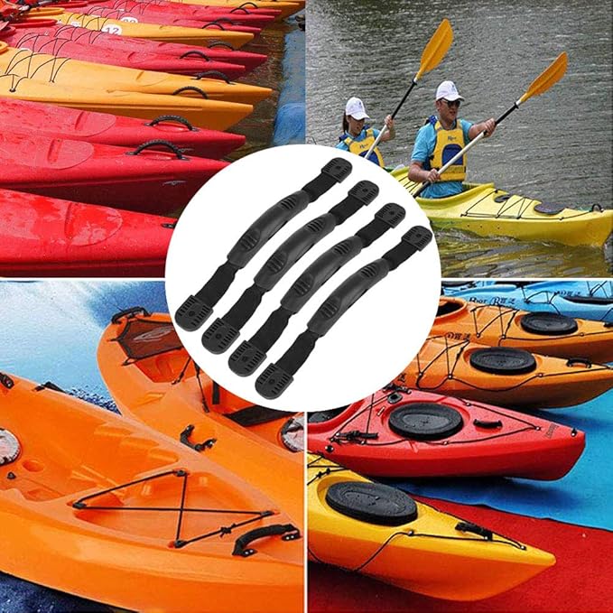 2Pcs Kayak Canoe Carry Handles, Kayak Boat Side Mount Paddle Park Handles - 5PCS Pad Eye with 10 PCS Screws for Boat Kayak Deck Rigging Kit