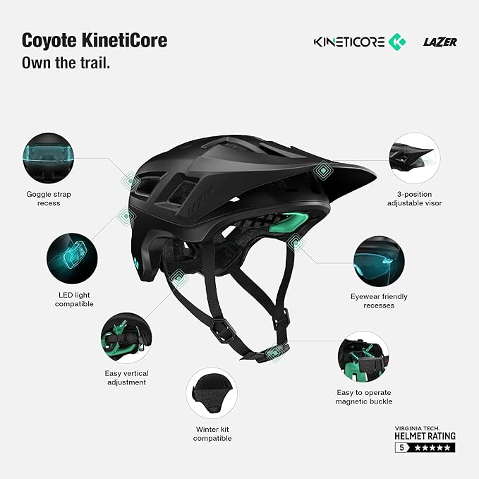 LAZER Coyote KinetiCore Bike Helmet, Bicycling Gear for Adults, Men & Women’s Cycling Head Gear