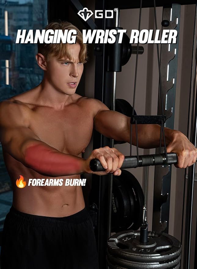GD Hanging Wrist Roller Forearm Blaster- Forearm Strengthener Exercise Equipment Wrist Trainer for Muscle building and Injury prevention Hand Grip Strength
