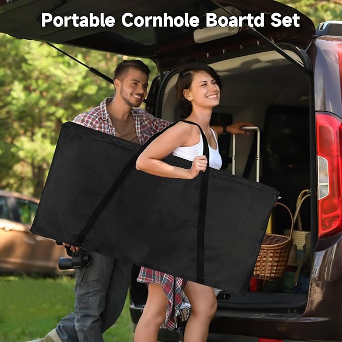 Cornhole Board Set with Carrying Bags & 8 Bean Bags Corn Hole Boards Bean Toss Game for Adults Family Outdoor Lawn Outside Backyard Games