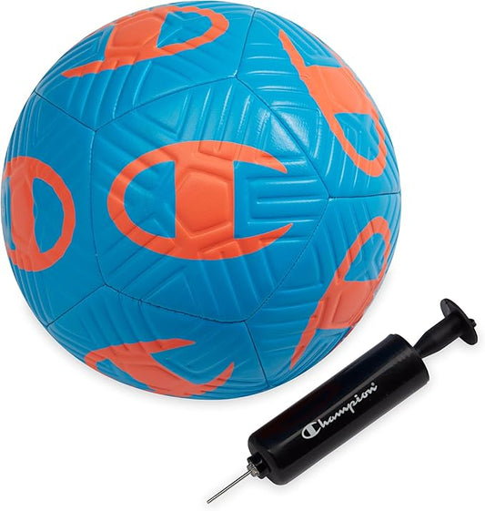 Champion Youth & Adult Soccer Ball - Paneled Design, Enhanced Control, Durable Cover & Butyl Bladder, for Indoor & Outdoor Training, Sizes 3, 4, 5, Includes 6" Pump