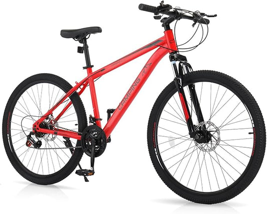 26/27.5" Mountain Bike 21 Speed Bikes for Adults, Men & Women Mountain Bike with High Carbon Steel Frame, All-Terrain Tires, Double Disc Brake and Suspension Fork