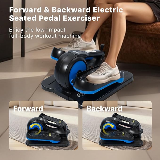Under Desk Elliptical Machine,Electric Ellipse Leg Exerciser as See on TV with Remote Control,12 Level Speeds Seated Pedal Exerciser for Seniors Adults, Manual & Auto Mode