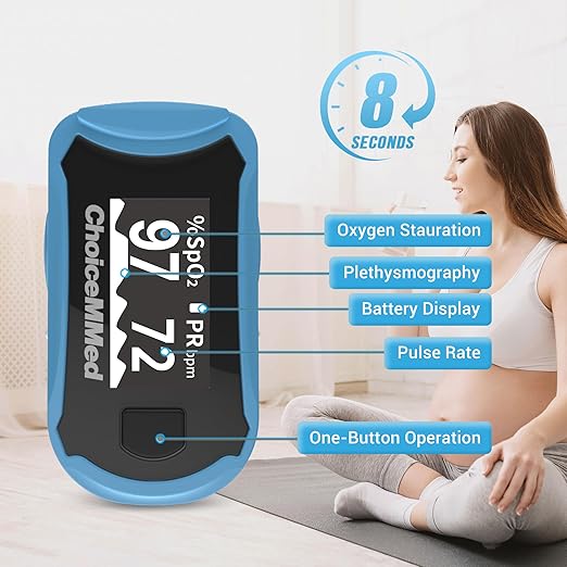 ChoiceMMed C29 Pulse Oximeter - Fingertip Pulse Oximeter Blood Oxygen Saturation Monitor - Large OLED Screen SPO2 Monitor with Lanyard and Carrying Case