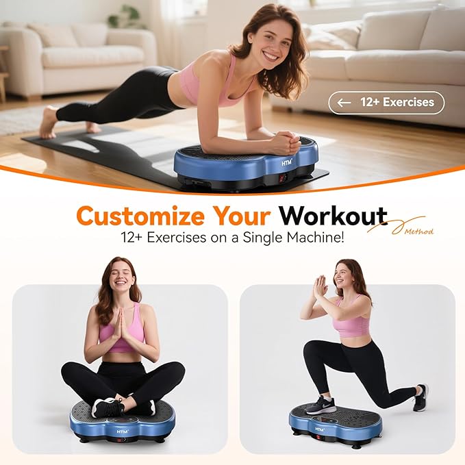 Vibration Plate Exercise Machine - 300 lbs Weight Capacity, 120 Speed Levels, 9 Workout Modes for Home Fitness, Muscle Toning & Weight Loss