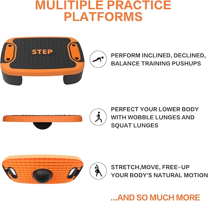 DIKEP 4-in-1 Step Up Platform, Adjustable Aerobic Balance Board, Steppers for Exerciser, Non Slip Multifunctional Stepper Platform Home Gym Workout Equipment