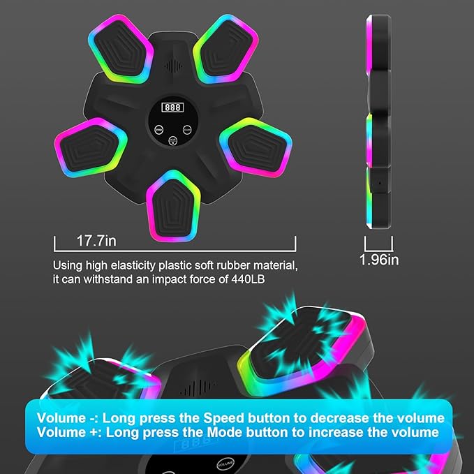 Music Boxing Machine, Intelligent Musical Punching Workout Trainer with 7 LED Color, Boxing Gloves, Smart Bluetooth, Agile Digital System and Wall-Mounted 2025 Newest Version