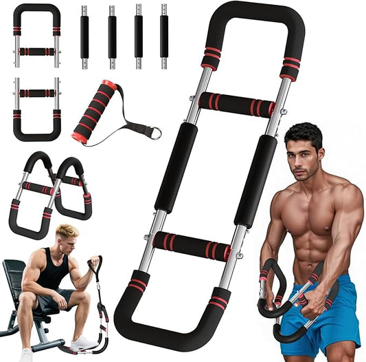 Twister Arm Trainer, Adjustable Chest Workout Equipment 40-130lb, Arm Trainer with 4 Spring, Chest Exerciser for Men, Detachable Power Bar Fitness Machine for Chest Clip Muscle