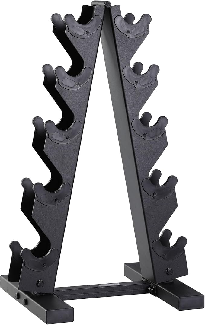 HolaHatha Hexagonal Dumbbell Free Hand Weight Set w/Rack