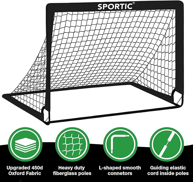 2 Pack 4' x 3' Soccer Goal Net Set, Pop Up Kids Practice Soccer Goals for Indoor and Outdoor.Portable Soccer Net with Carrying Bag & Ground Pegs, Perfect for Backyard, Field, Court