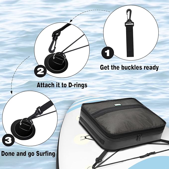 Paddle Board Cooler Bag, Waterproof Surf Sup Deck Cooler Bag Insulated Leakproof 10 Cans, Sup Paddle Board Accessories Bag for Stand Up Paddleboard and Kayak