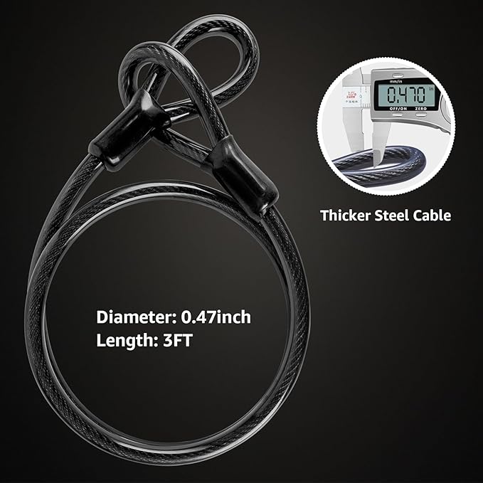 Bike U Lock Heavy Duty Bike Lock Bicycle Lock, 16mm U Lock and 3ft / 5ft / 6ft Length Security Cable with Sturdy Mounting Bracket for Bicycle, Motorcycle and More