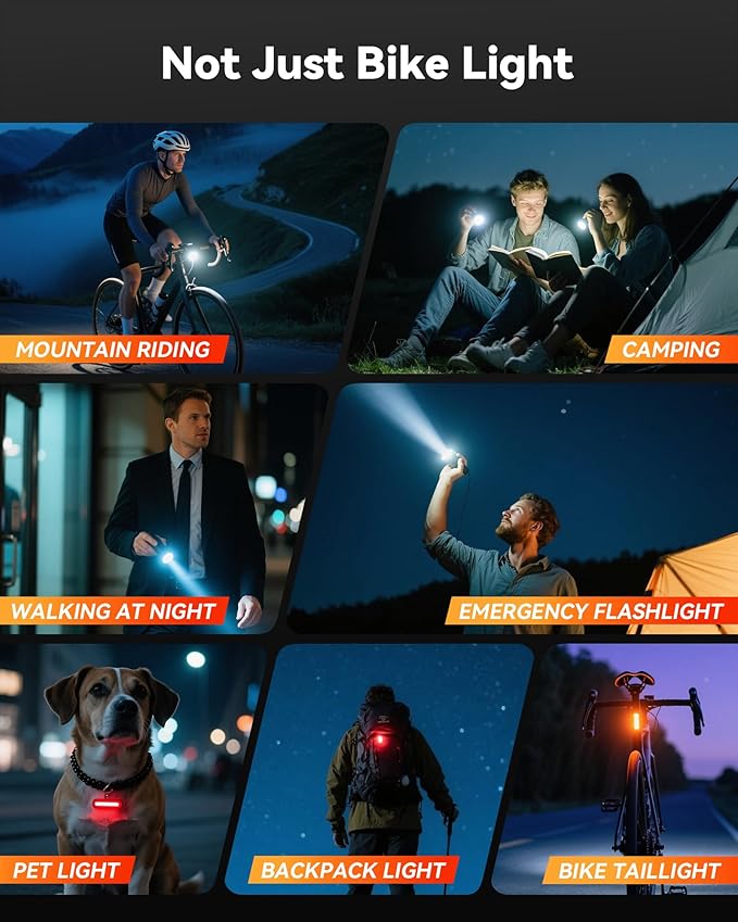 LED Bike Lights for Night Riding, USB Rechargeable Bicycle Headlight, 2025 New Aluminum Alloy Waterproof Bicycle Lights, 6+4 Modes for Adult Kids Road Cycling