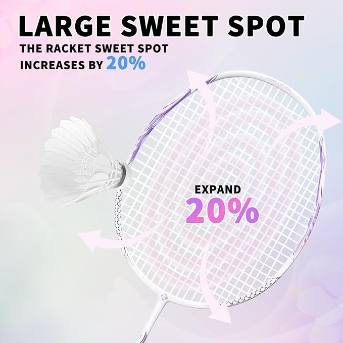 Professional Badminton Racket 5U | Carbon Fiber Badminton Racket Set with Grip Tape & Cover Bag | Pro Badminton Racquet Lightweight for Beginner, Intermediate Players Outdoor Games