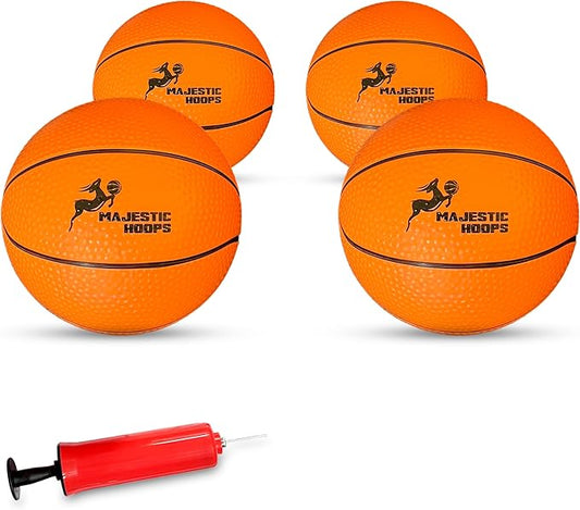 Mini Basketballs - 4 Pack of 5” Mini Basketballs with Pump - Replacement Balls for Over-The-Door Hoops - Ideal for Indoor Play for Toddlers, Teens, Adults