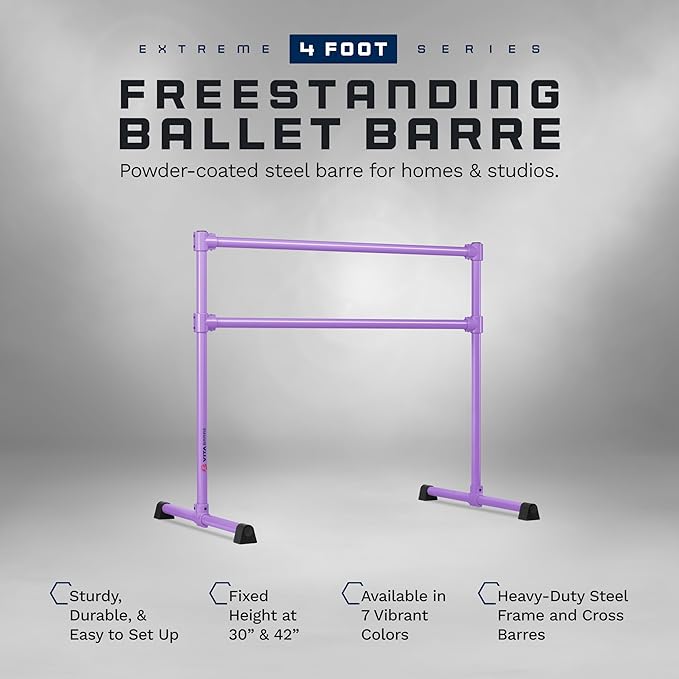 VITA Barre Portable Freestanding Double Ballet Barre, Extreme, Steel | Fixed Height, Made in USA, Home or Gym Exercise Equipment for Kids & Adults | Dance, Fitness, Pilates