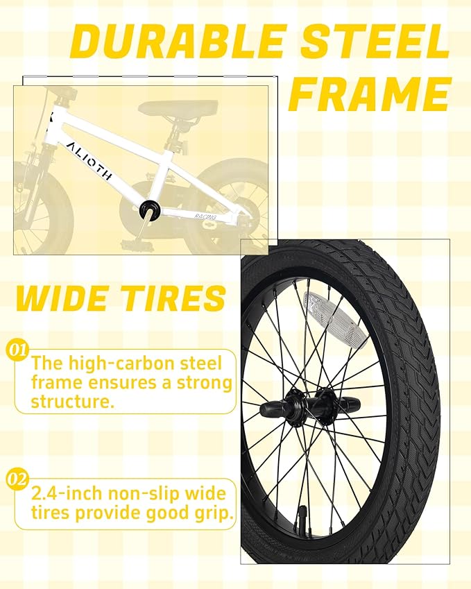 BMX Style Kids Bike for 2-8 Years Old Boys Girls Toddlers 12 14 16 Inches Bicycle with Training Wheels Coaster Brake, Multiple Color