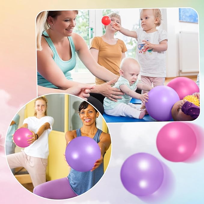 Sotiff 20 Pcs 9 Inch Exercise Pilates Ball Yoga Therapy Ball Pink Purple for Yoga Stability Barre Training Stretching Physical Posture Training Gym