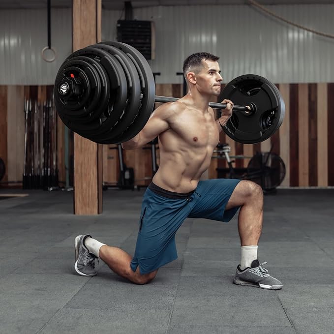 RitFit Barbell Weight Set - 4/6FT Olympic Barbell with Weight Plates (55-275LB Total) - Weightlifting Equipment for Squats, Curls, Deadlifts, Presses, Hip Thrusts