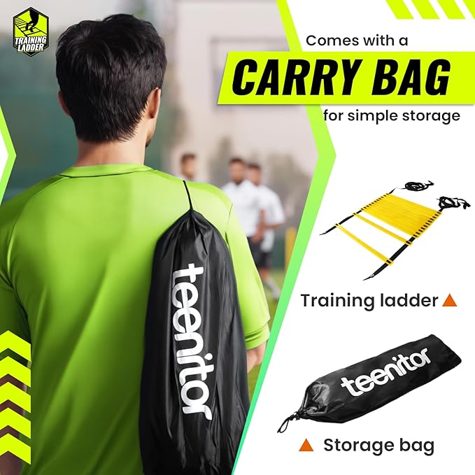 Teenitor Agility Ladder Speed Ladder Training Ladder for Soccer, Speed, Football Fitness Feet Training Carry Bag Agility Training Equipment 13 rungs, 23 feet