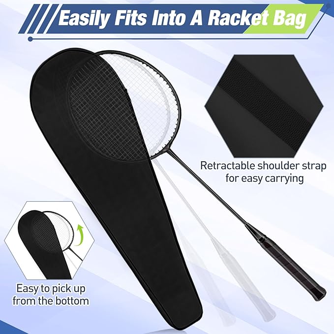 6 Packs Badminton Rackets Set Include 6 Lightweight Rackets 12 Nylon Plastic Shuttlecocks 3 Carrying Bags for Summer Outdoor Backyard Games Sports Beginners Adults