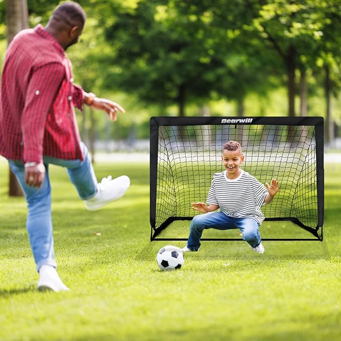 Soccer Goal, Kids Soccer Goals for Backyard Set of 2, 4x3ft Portable Soccer Goal Pop Up Soccer Net, Kids Soccer Net Training Equipment with Soccer Ball, Ladder, Cones, Targets
