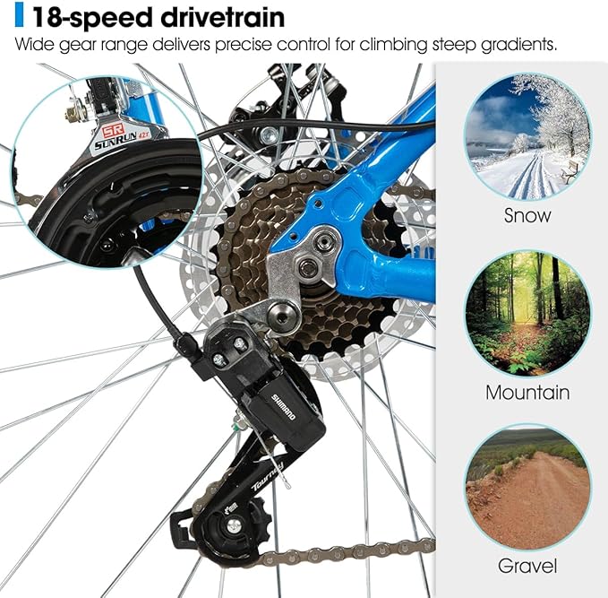 HILAND 26 27.5 inch Mountain Bike 18 Speeds, Suspension Fork, Aluminum Frame Disc-Brake for Men Women Mens MTB Bicycle Adlut Bike