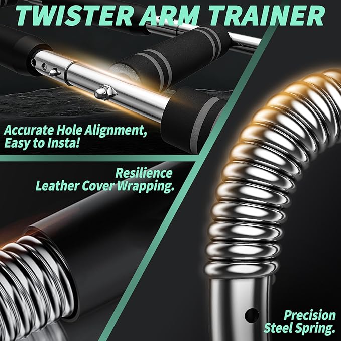 Twister Arm Trainer,40-100lb Adjustable Chest Workout Device,Portable Power Twister Bar,Twist Arm Trainer,Forearm Strengthener Exerciser Spring Resistance for Home Fitness