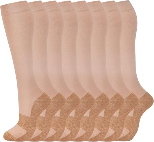 fenglaoda 8 Pairs Compression Socks for Men & Women 20-30 mmHg Knee High Nurse Pregnant Running Medical and Travel Athletic