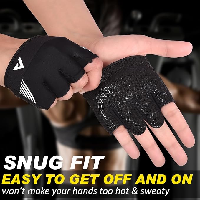 AYRO Minimal Workout Gloves, Short Partial Gym Weight Lifting Gloves Grip Pads for Men & Women with Full Palm Protection & Extra Grip, Best for Weightlifting, Training, Gym & Hand Support