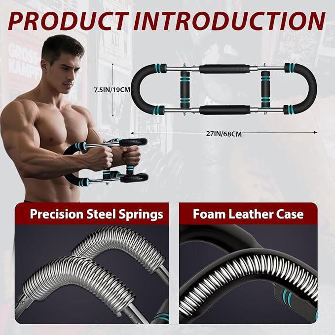 Twister Arm Trainer, Chest Workout Equipment, Three-Level Adjustable Forearm Strengthener at Home, Portable Fitness Exerciser, Gifts for Men Women Dad Bro Husband