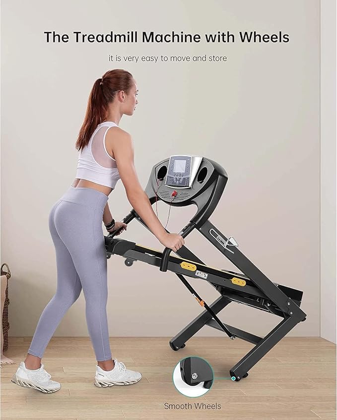 Treadmill with Auto Incline Foldable Treadmill 17'' Electric Treadmills 2.5 HP/8.5 MPH with 15 Training Programs 0-12% Auto Incline Large LCD Display Easy Assembly for Home Office Gym Use