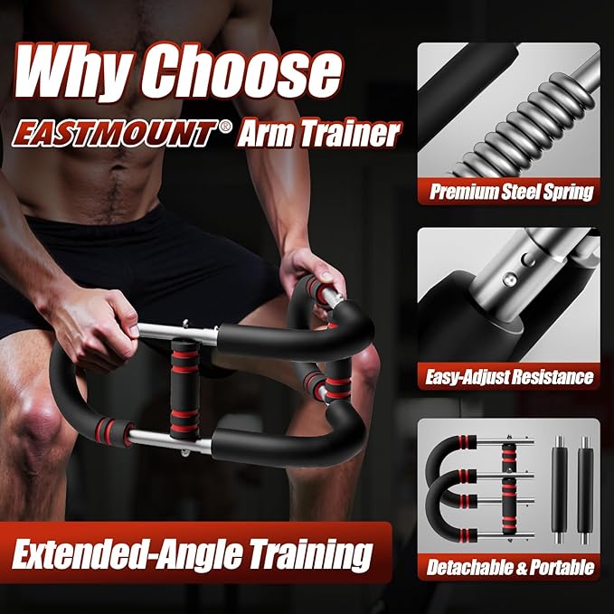 EAST MOUNT Twister Arm Trainer 20-110lb Adjustable Chest Workout Equipment for Men Women Portable Spring Resistance Muscle Builder Strength Training for Arms Chest Shoulders for Home Gym Fitness