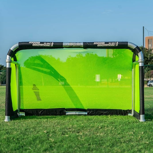 Soccer Innovations QuickFold™ Portable Aluminum Goal (4x2.5), Competition Soccer, Backyard Goal for Practice, Collapsible for Easy Storage, Mini Net