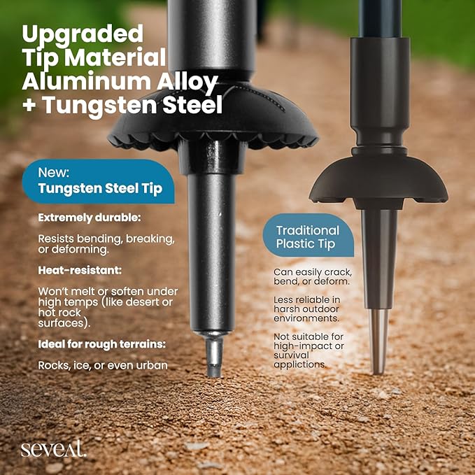 Multifunctional Tactical Hiking Stick – Lightweight Collapsible Trekking Pole with Survival Tools, Walking Staff for Camping, Hiking, Self-Defense, Outdoor Gear with Bag for Men, Dad, Husband (Black)