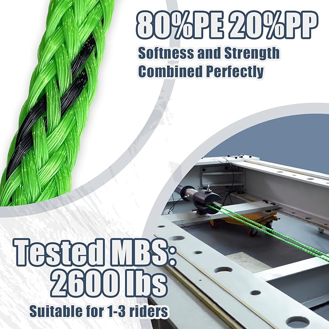 Boat Tow Rope 60ft 3-6K, Floating Ropes for Towable Tubes，Watersport Accessories