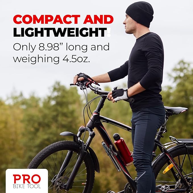 Pro Bike Tool Mini Bike Pump - Compact and Portable Bicycle Tire Pump for Fast Inflation - Compatible with Presta and Schrader Valves - Lightweight and Durable Design - Essential Bicycle Accessories