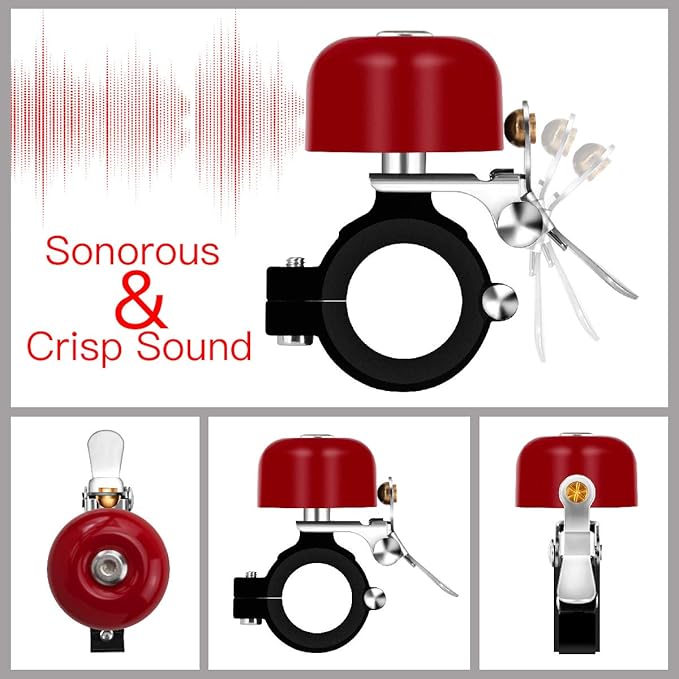 Greallthy Bike Bell Classic Brass Bicycle Bell,Bike Bells for Adults Kids,Loud Sound Bells Fit for 0.87-1.25in/22.2-31.8mm Bicycle Handlebars,Road Mountain Bike Accessories.