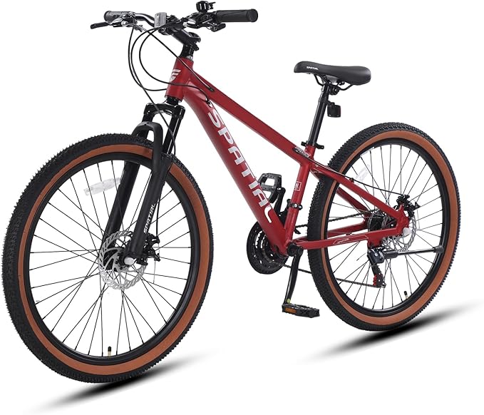 SPATIAL Mountain Bike, 24/26/27.5/29 inch Outdoor Cycling Bike,21/8 Speed Lightweight Aluminum Frame | Dual Disc Brakes,Adjustable Ergonomic Seat for Men Women Adult,MTB Bicycle