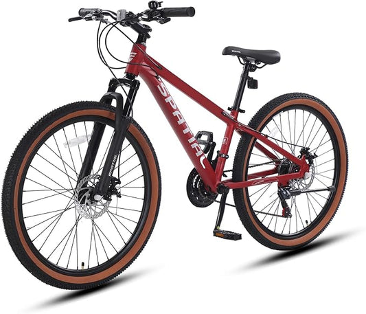 SPATIAL Mountain Bike, 24/26/27.5/29 inch Outdoor Cycling Bike,21/8 Speed Lightweight Aluminum Frame | Dual Disc Brakes,Adjustable Ergonomic Seat for Men Women Adult,MTB Bicycle