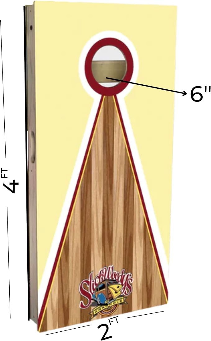Slick Woody's Professional-Grade Cornhole Boards - 4'x2' Solid Wood Regulation Woodgrain Flag Bean Bag Toss Game with 8 Resin Filled Bags