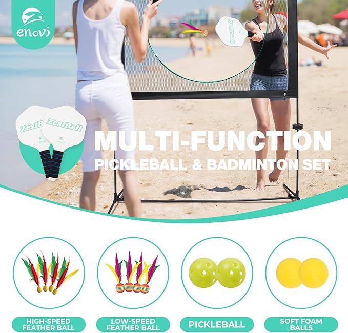 Zestball for Yard Games, Outdoor Games, Multifunctional as Pickleball Paddles and Badminton Set